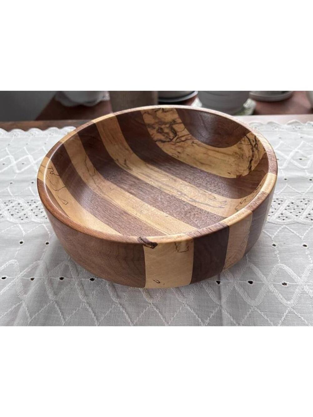 Natural Wood Bowl, Segmented Decorative Bowl, Scandinavian decor